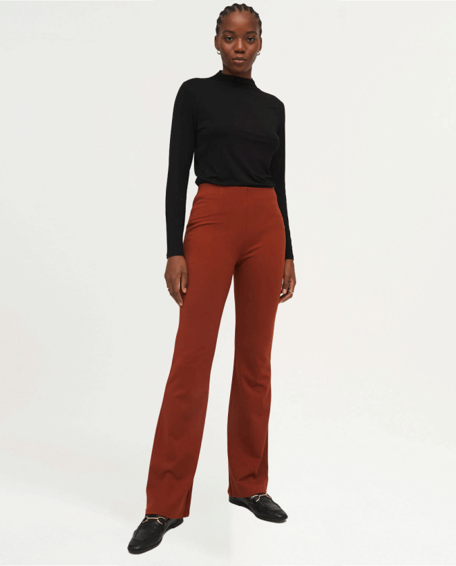 Flare cut trousers with elastic waistband Tile