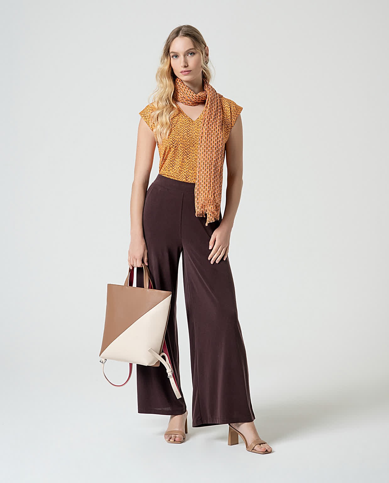 Backpack in two-tone faux leather Brown