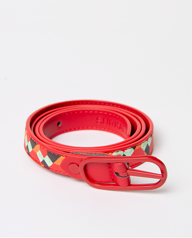 Thin reversible belt Red