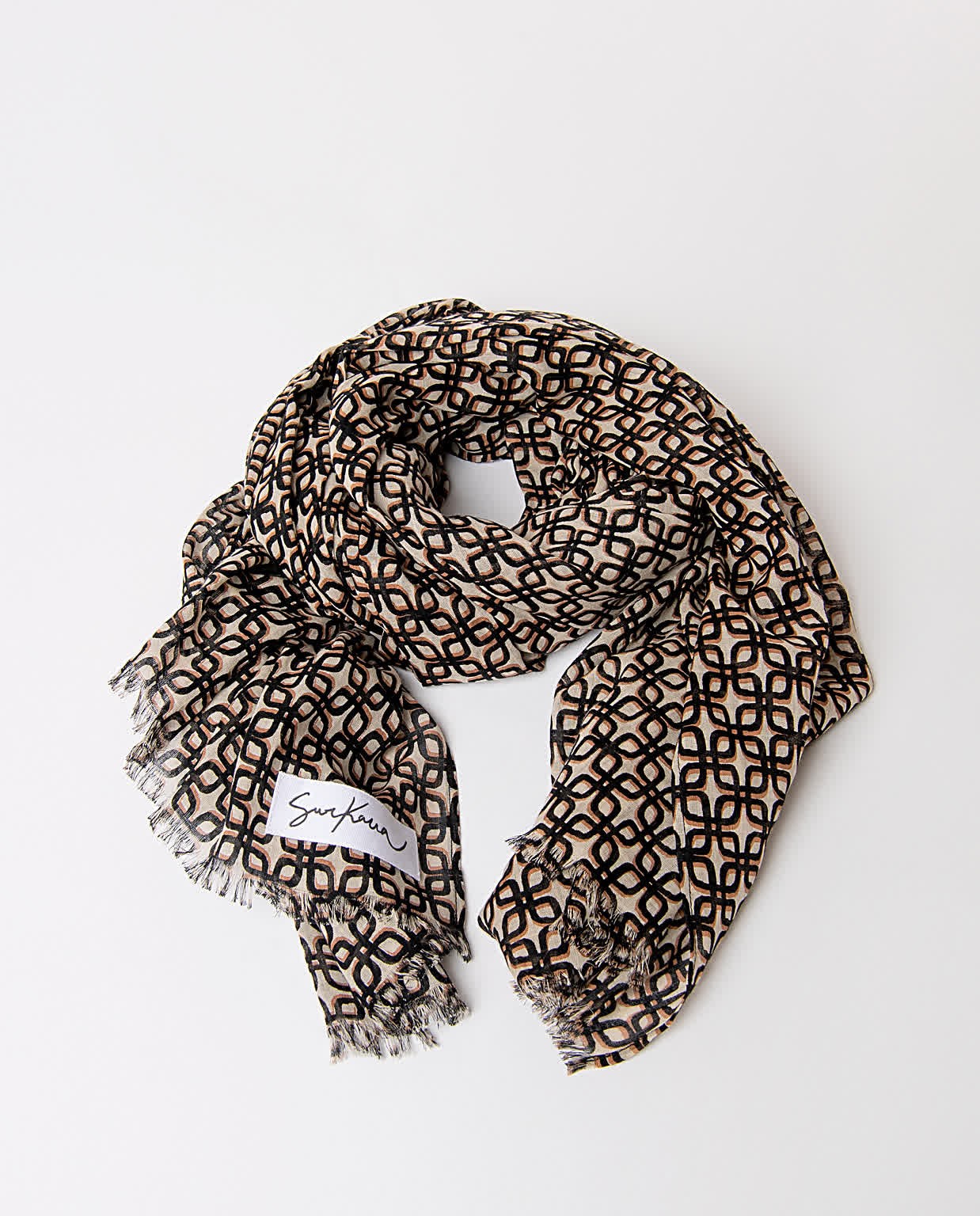 Foulard in cotone stampato Nero