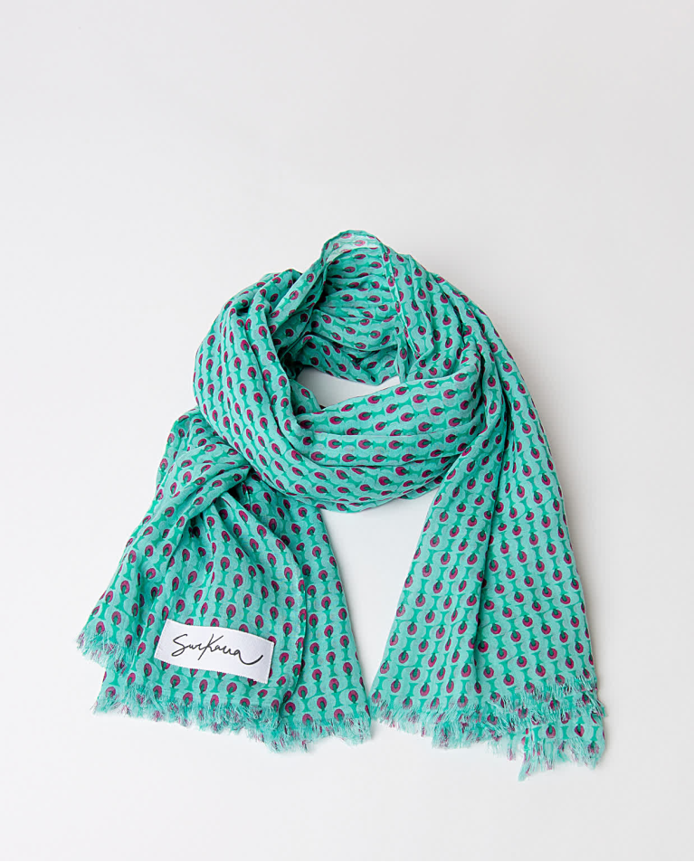 Foulard in cotone stampato Turquesa