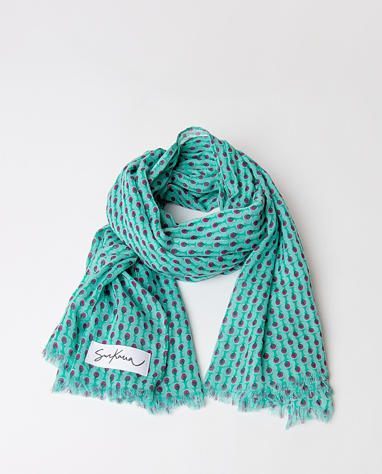 Foulard in cotone stampato Turquesa