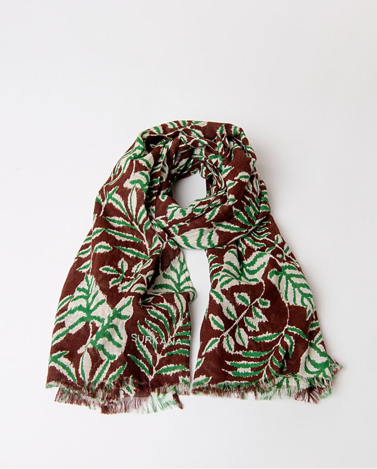 Foulard in cotone stampato Marrone