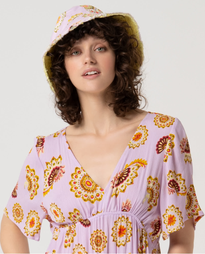 Cappello stampato reversibile Giallo