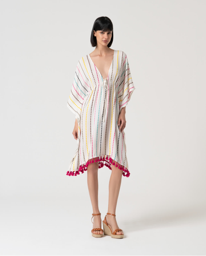 Printed closed short KAFTAN AND PAREOS White