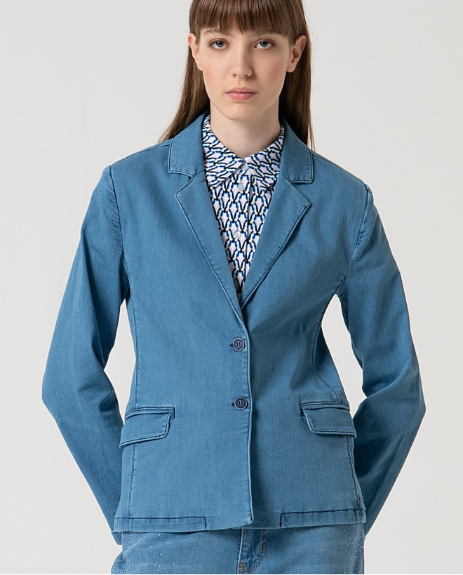 Blazer doppiopetto denim Blu