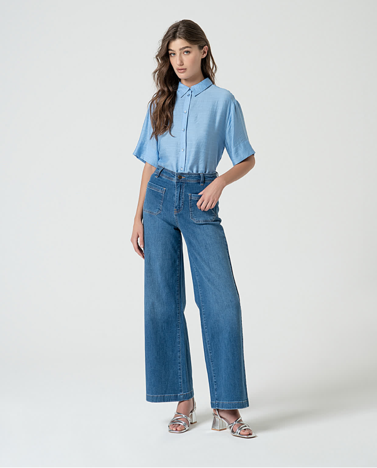 Jeans denim wide leg Azzurro