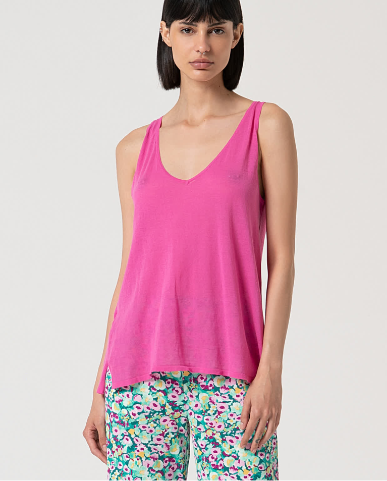 Top basic spalline cotone Rosa