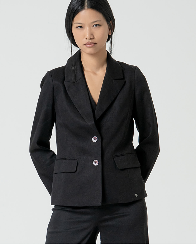 Plain crossed blazer Black