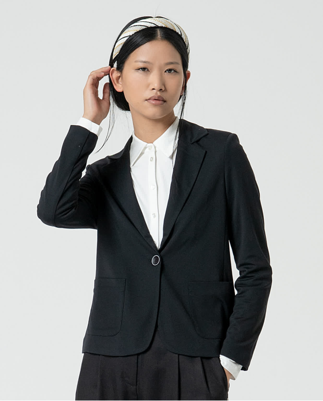 Plain crossed blazer Black