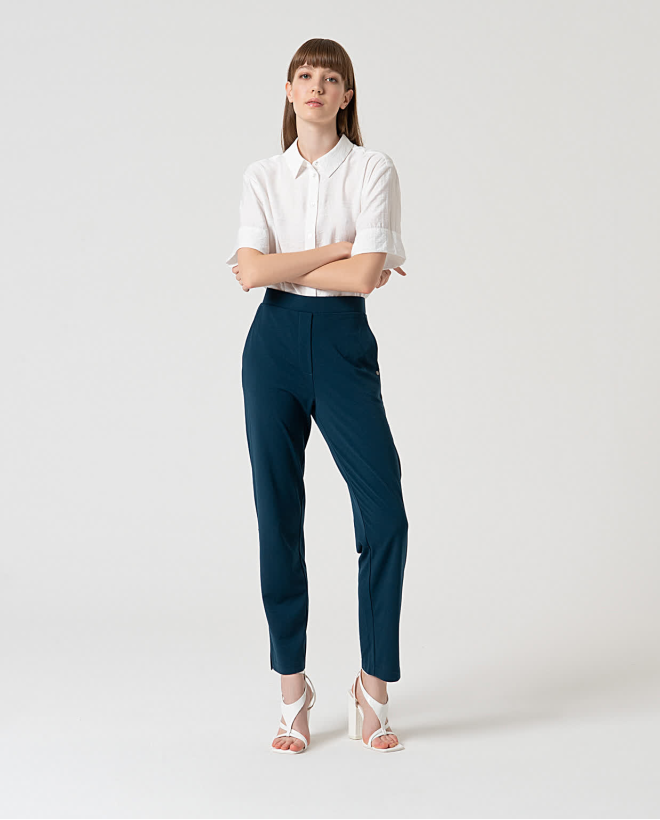 Pantaloni skinny elasticizzati tinta unita Blu petrolio