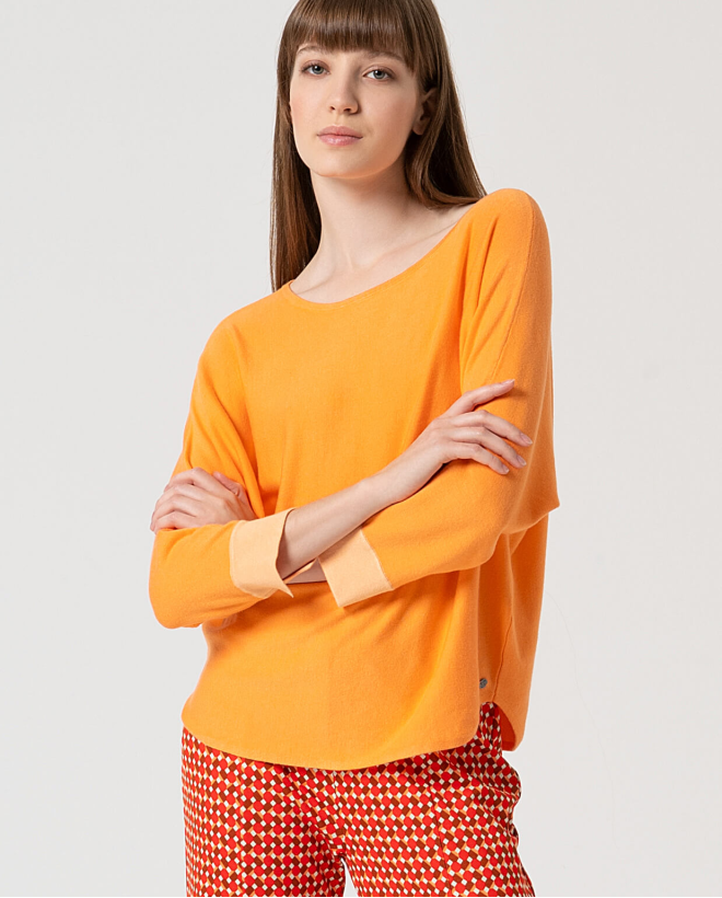 Pullover in maglia manica pipistrello Arancione