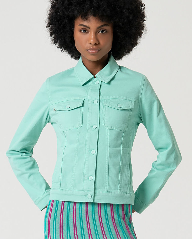 Plain denim jacket Aqua green