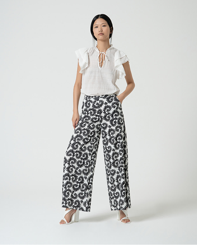 Pantaloni wide leg stampati Bianco