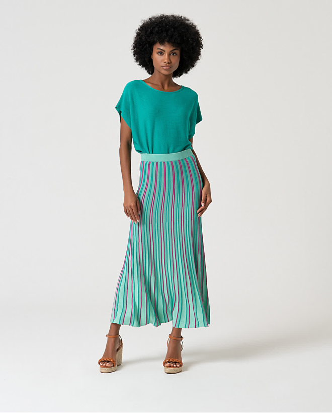 Knit midi skirt Turquoise