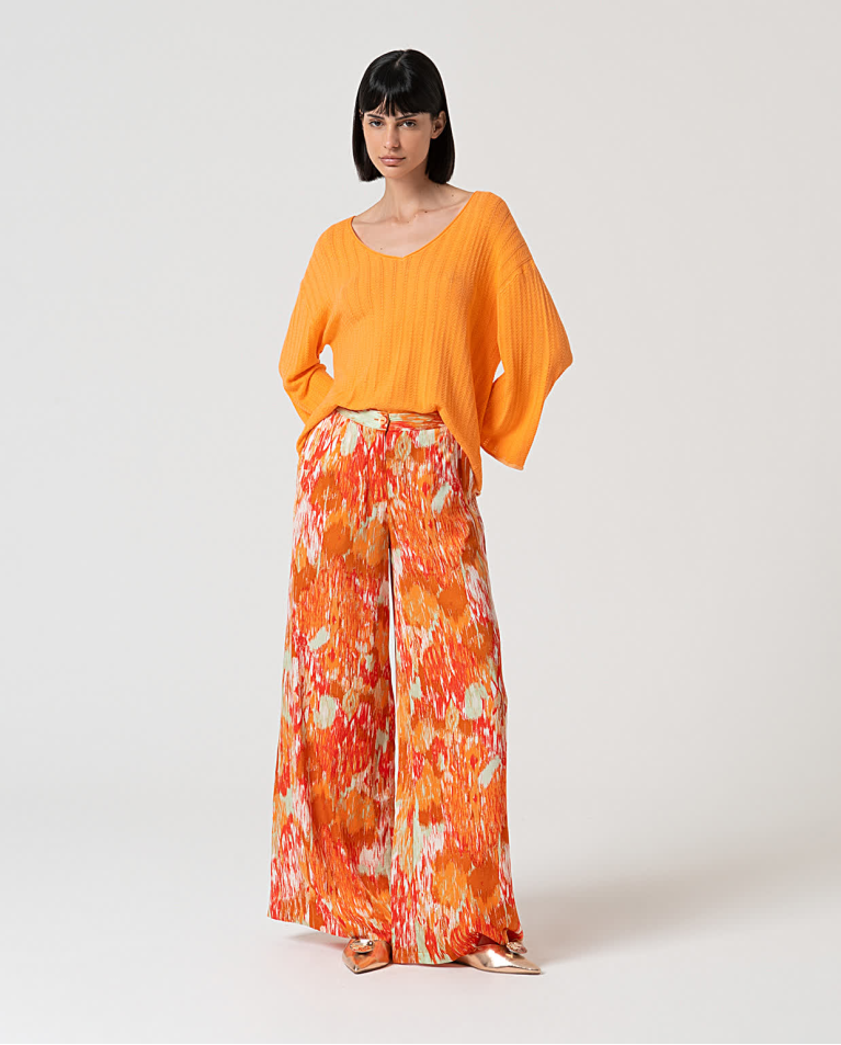 Printed satin palazzo PANTS Multi