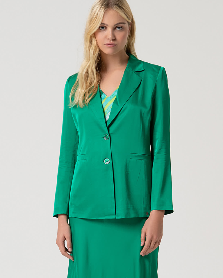 Blazer satinato doppiopetto tinta unita Verde biliardo