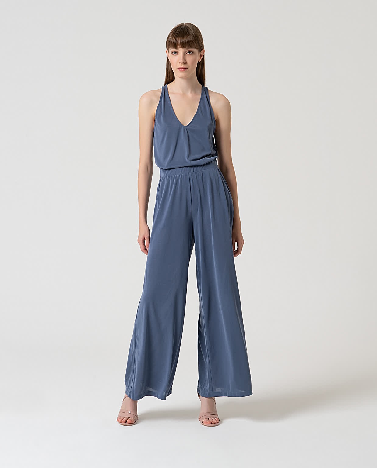 Pantaloni lunghi wide leg elasticizzati Indigo