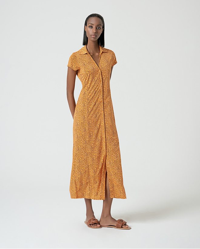 Long stretch shirt dress Yellow