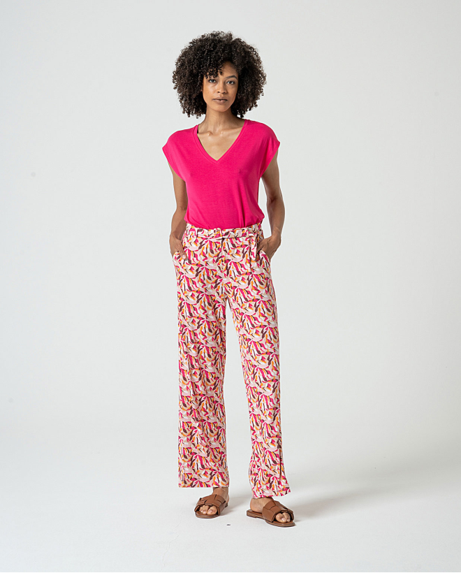 Pantaloni elasticizzati con cintura Fucsia