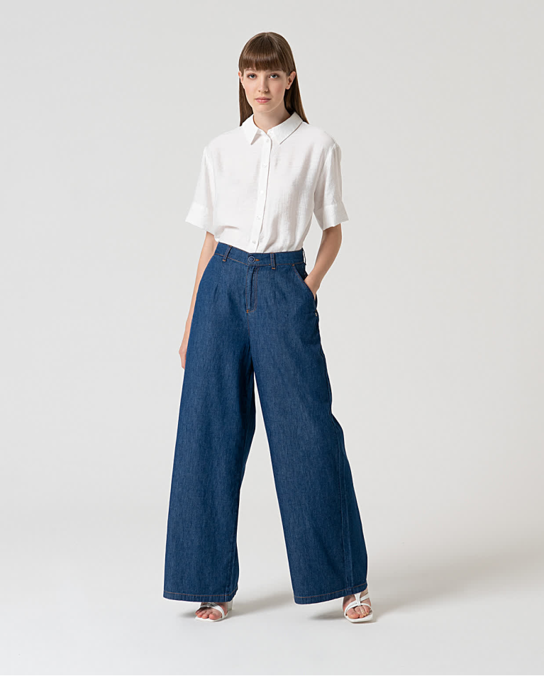 Jeans wide leg cotone Azzurro