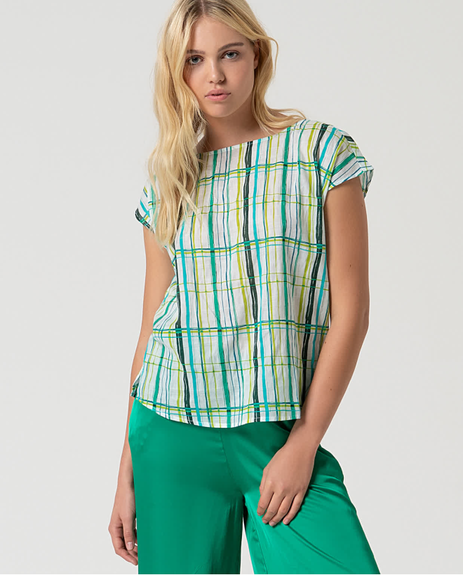 Blusa cotone morbida Verde