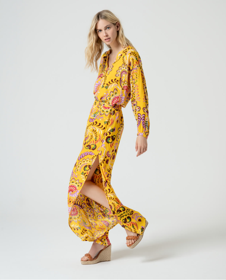 Printed open PANTS Yellow