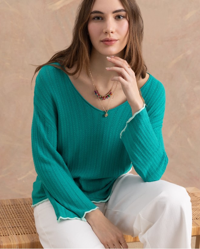 Pullover in maglia oversize tinta unita Smeraldo