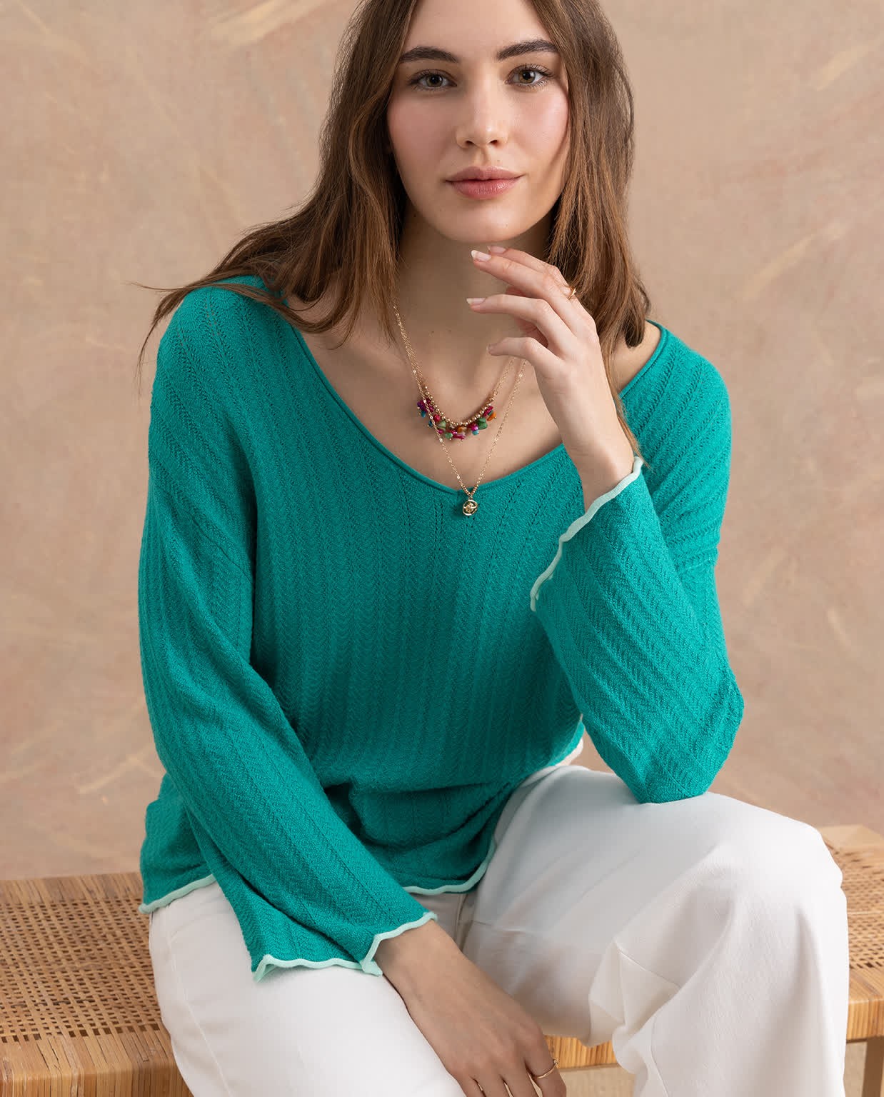 Pullover in maglia oversize tinta unita Smeraldo