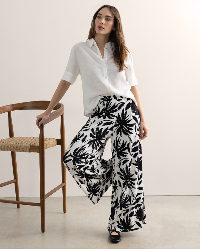 Loose-fitting printed stretch PANTS Black