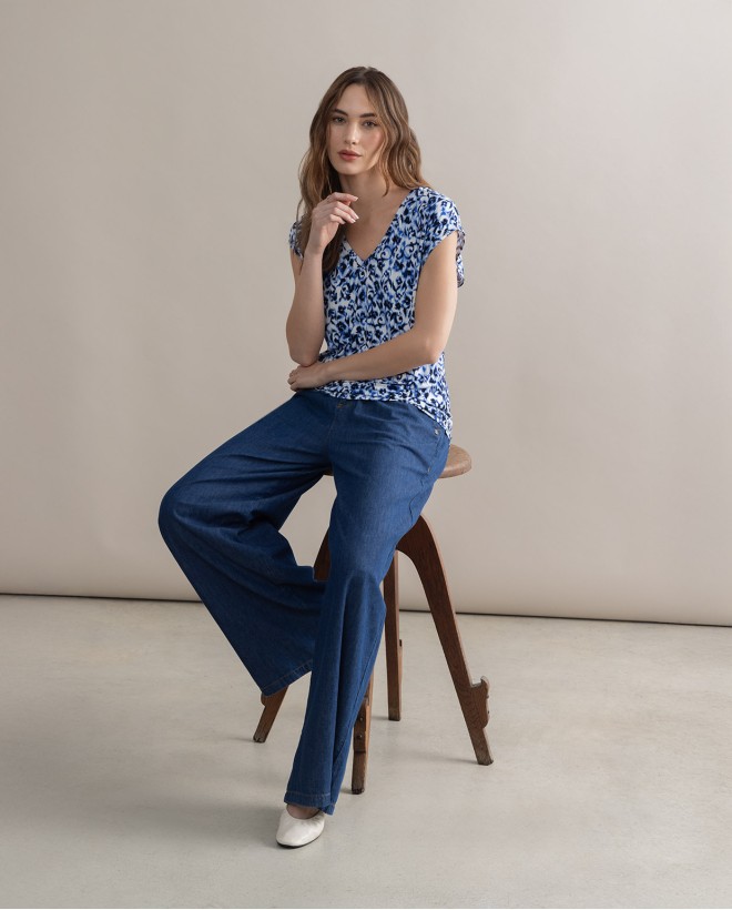 Jeans wide leg cotone Azzurro