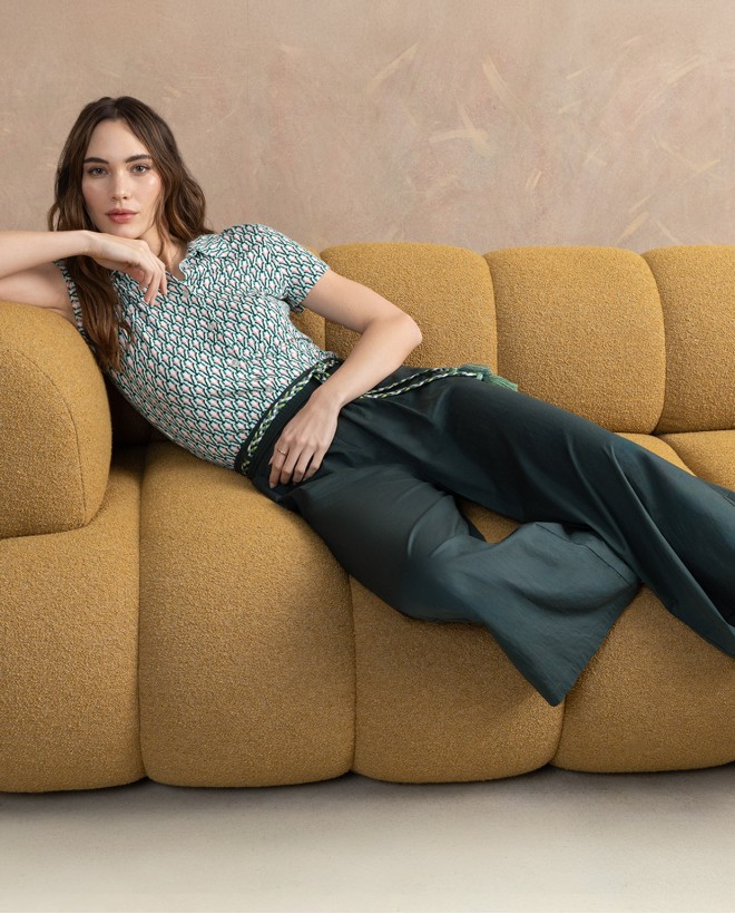 Pantaloni culotte con cintura Verde bottiglia