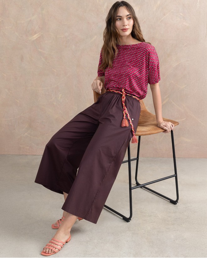 Culottes with belt Brown