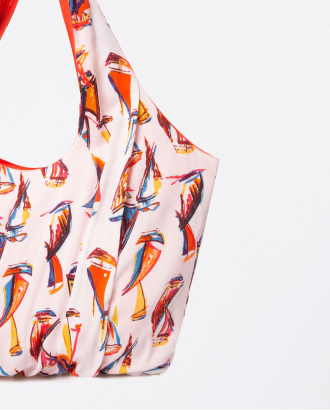 Borsa tote con pieghe. Stampato in Arancione