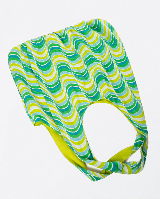 Borsa con manico e pieghe. Verde acido