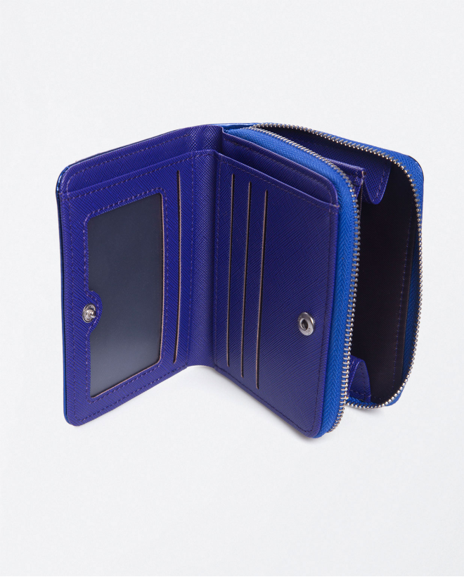 Borsellino con cerniera. metallizzato Azzurro