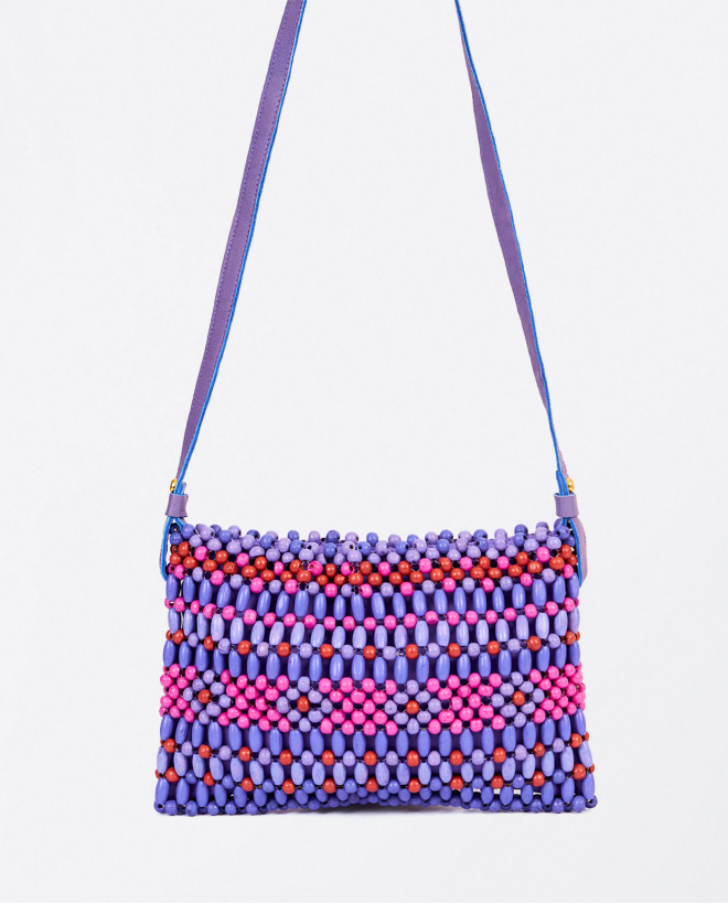 Borsa a tracolla con perline Lila