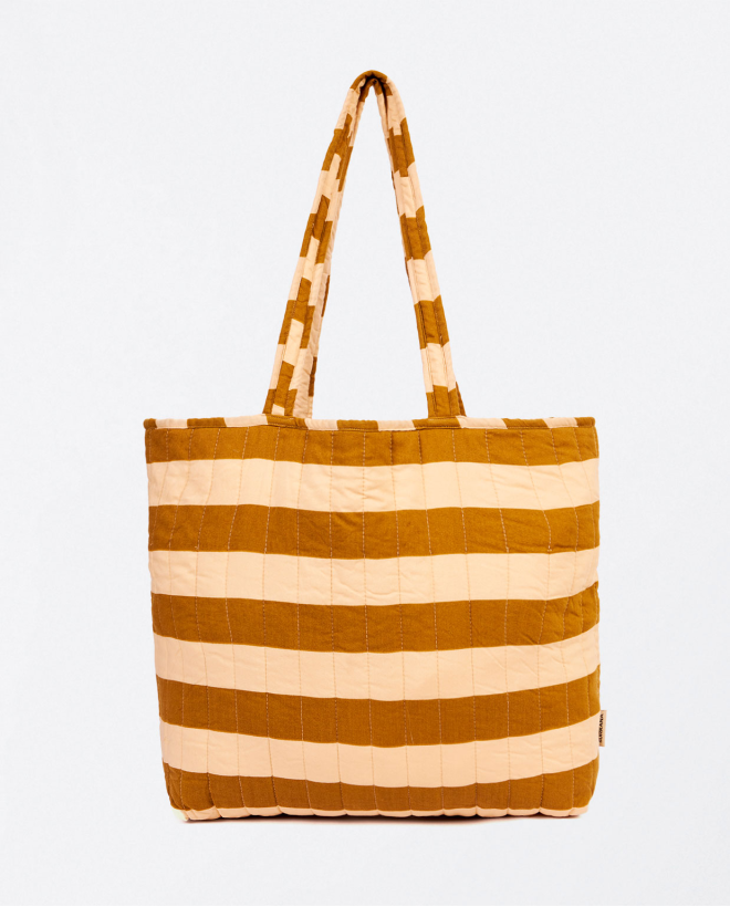 Shopper trapuntata stampata Beige