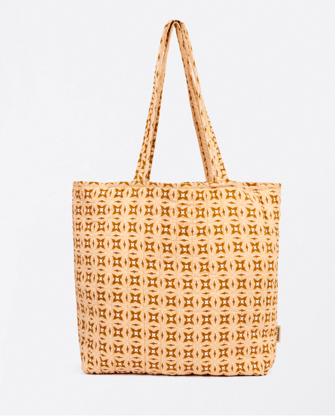 Shopper trapuntata stampata Beige
