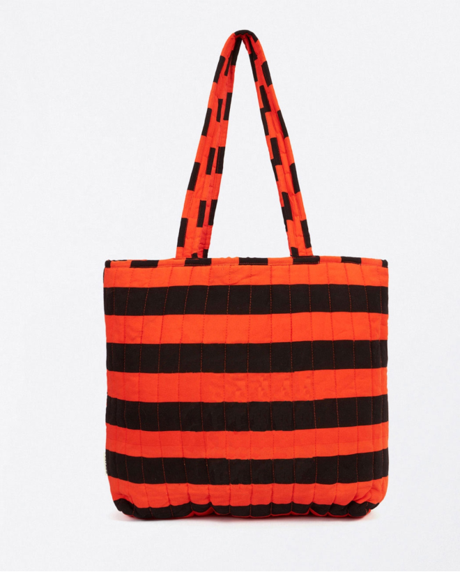 Shopper trapuntata a righe Bordeaux