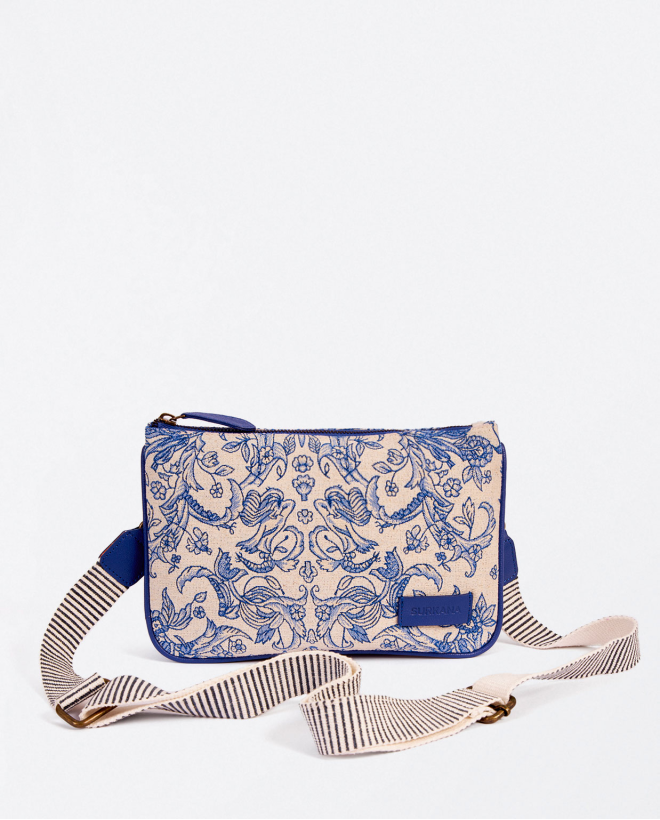 Borsa a tracolla jacquard Azzurro