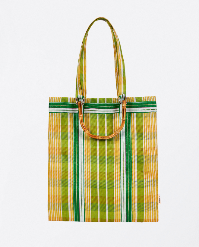 Borsa mercato doppio manico Verde acido