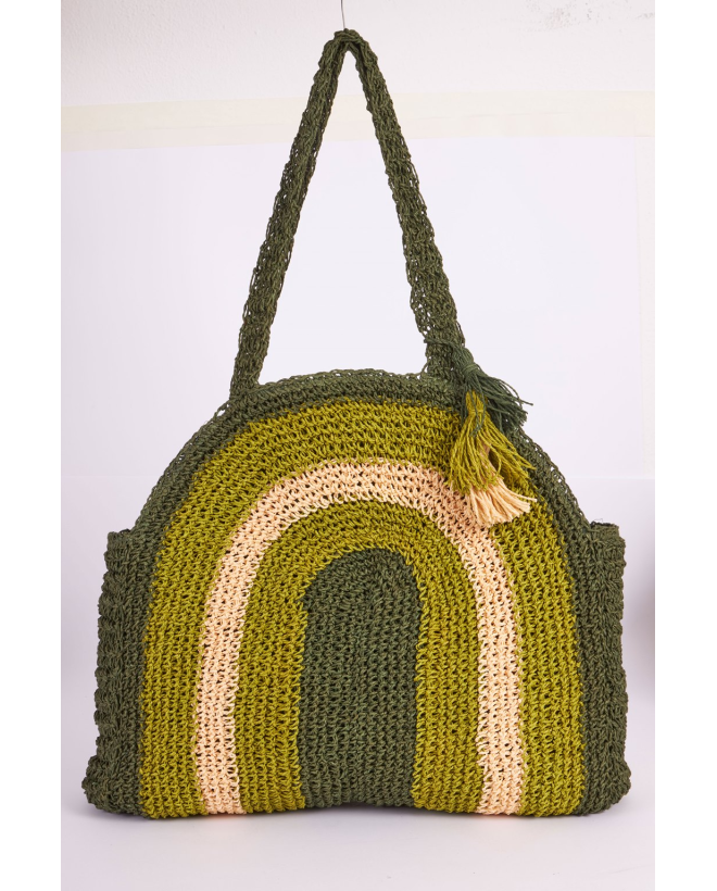 Shopper rotonda in rafia Verde
