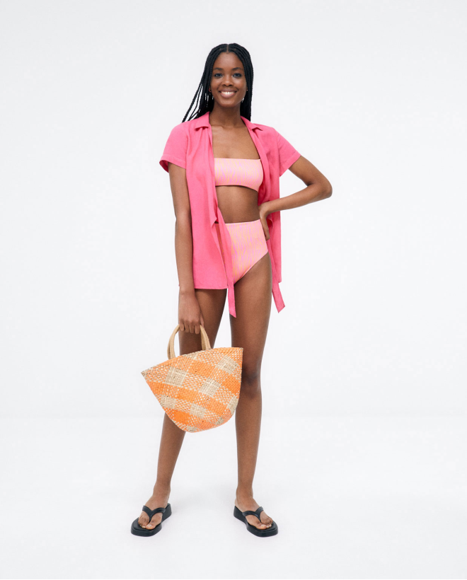 High-waisted bikini bottom Pink