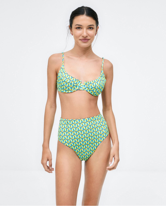 High-waisted bikini bottom Acid green