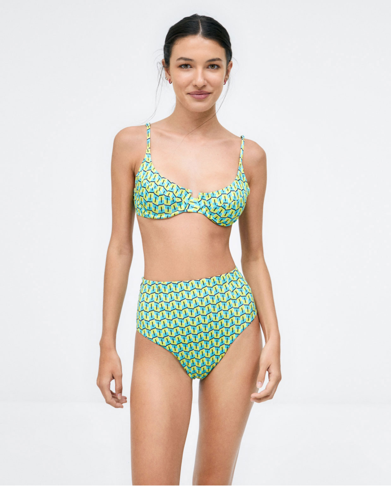 High-waisted bikini bottom Acid green