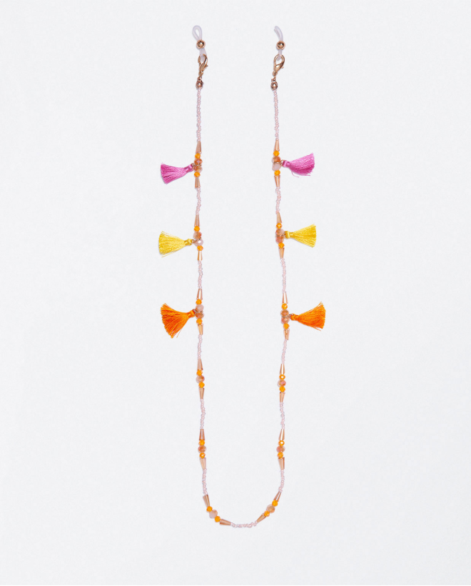 Cordoncino per occhiali con pezzi colorati a quadr Holo beads