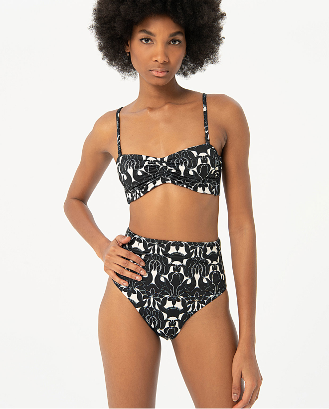 Top bikini a fascia Nero
