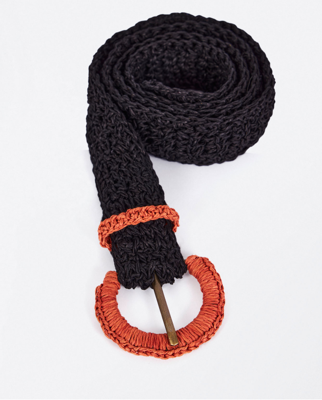 Cintura in rafia Nero