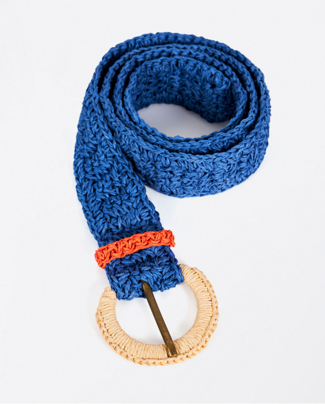 Cintura in rafia Azzurro